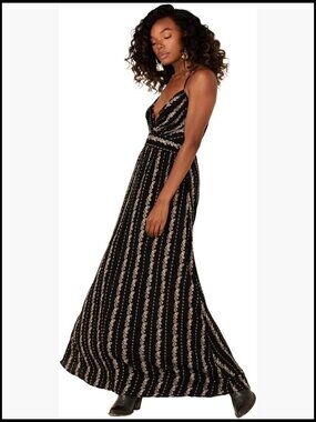 Printed Surplus Top Maxi Dress, Flattering Neckline, Casual Wear